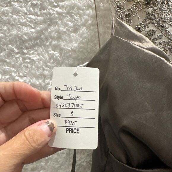 Teri Jon By Rickie Freeman Size 8 Bronze Taupe Evening Gown Mermaid Designer - Picture 14 of 14